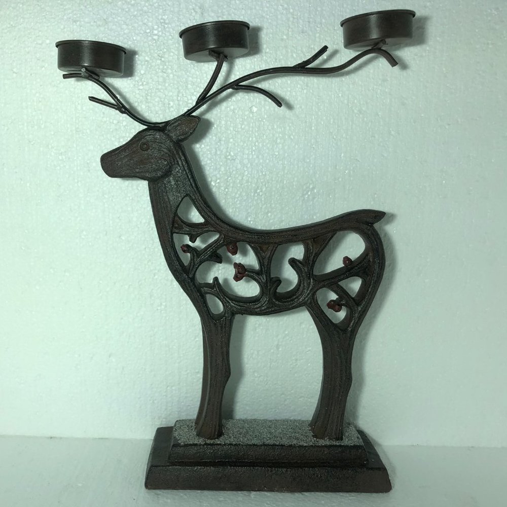 Large Black Deer Candle Holder